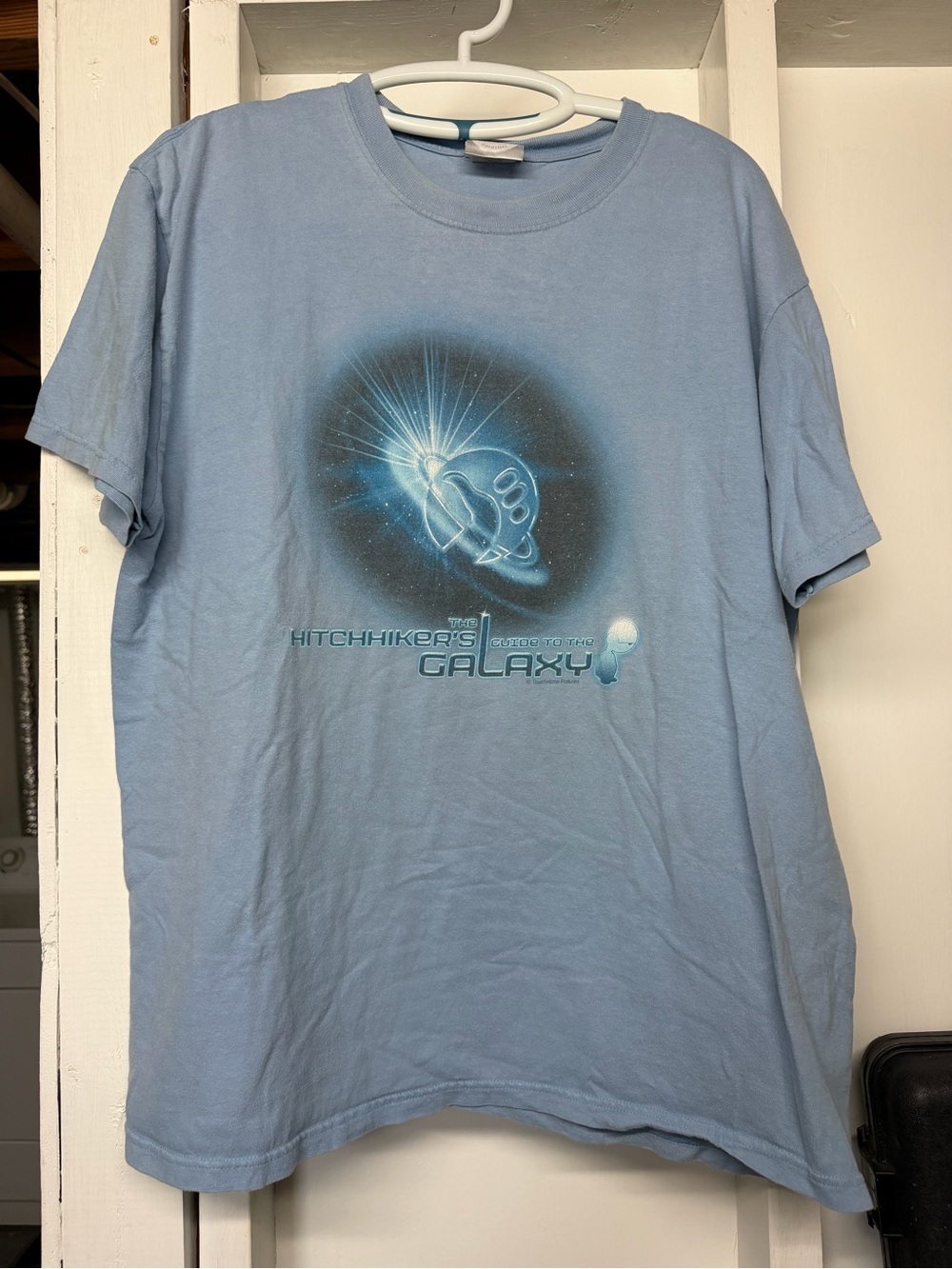 Disney 2005 Hitchhiker's Guide to the Galaxy Light Blue Graphic Tee XL
